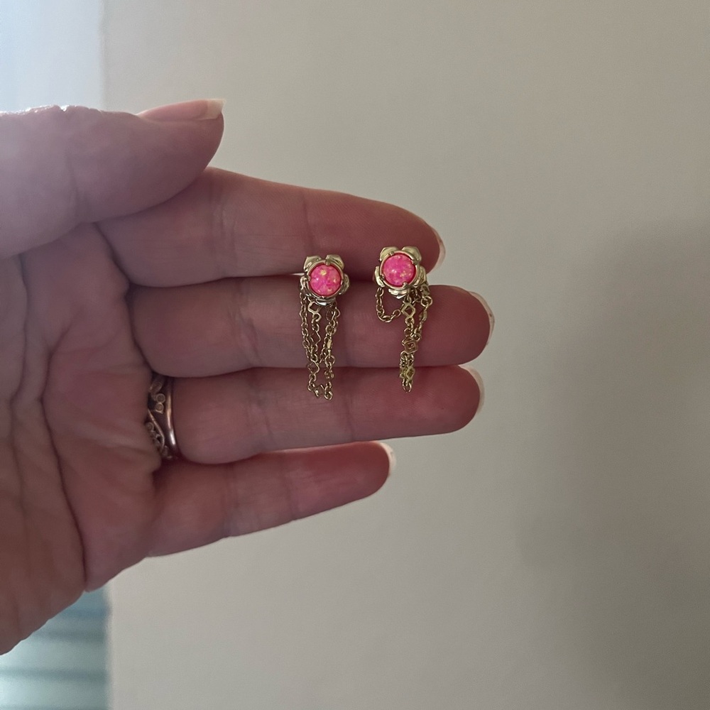 Kendra Scott Gold and Pink Kyocera opal Susie Earrings